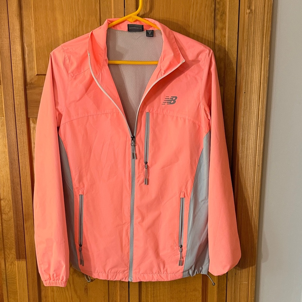 New Balance Coral Pink and Light Gray Windbreaker Jacket